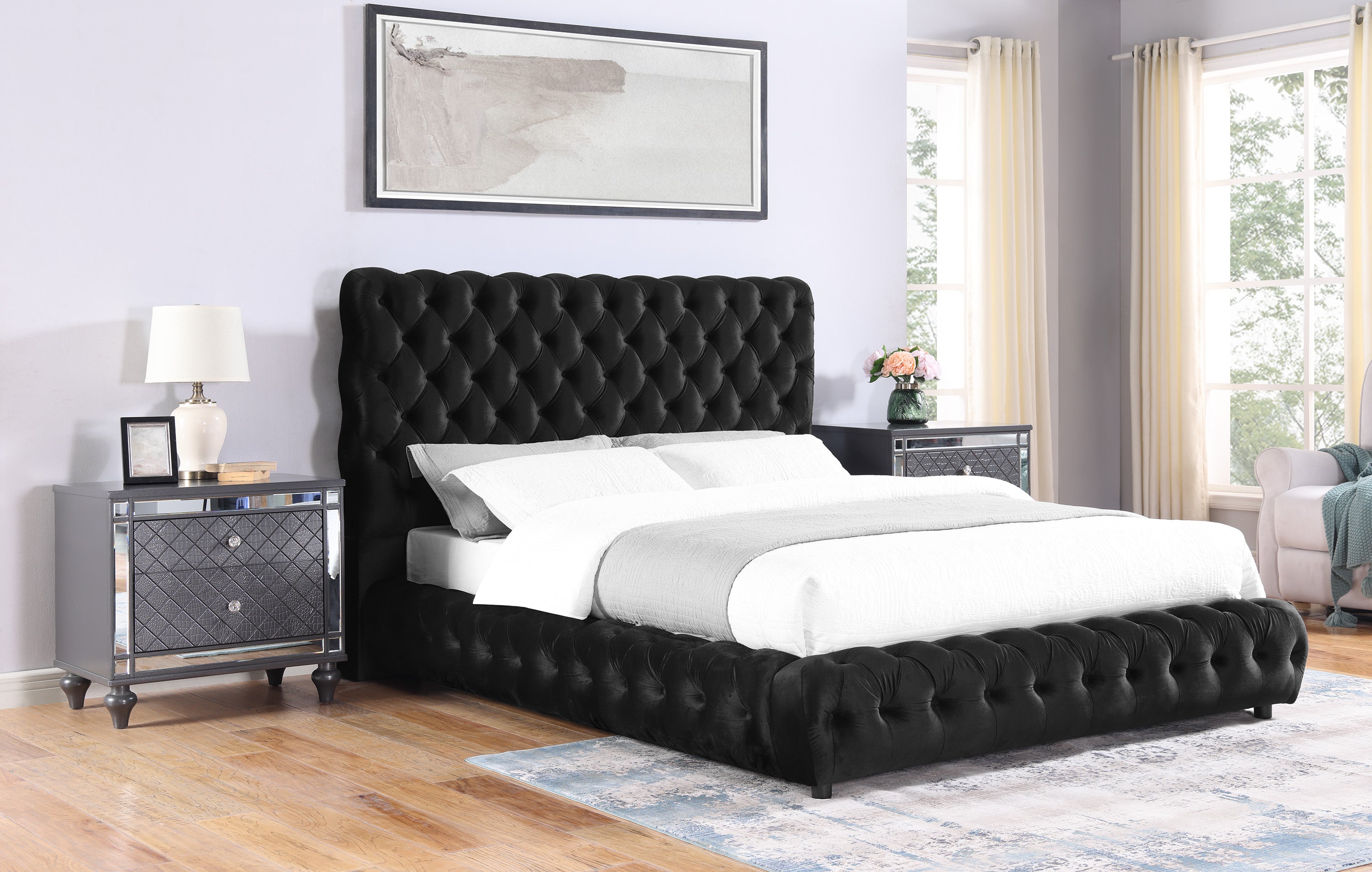 FLORY Q. HEADBOARD/FOOTBOARD -BLACK